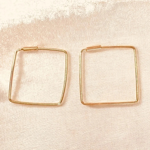 Rose Gold Vermeil Square Hoop Earrings - Picture 1 of 3